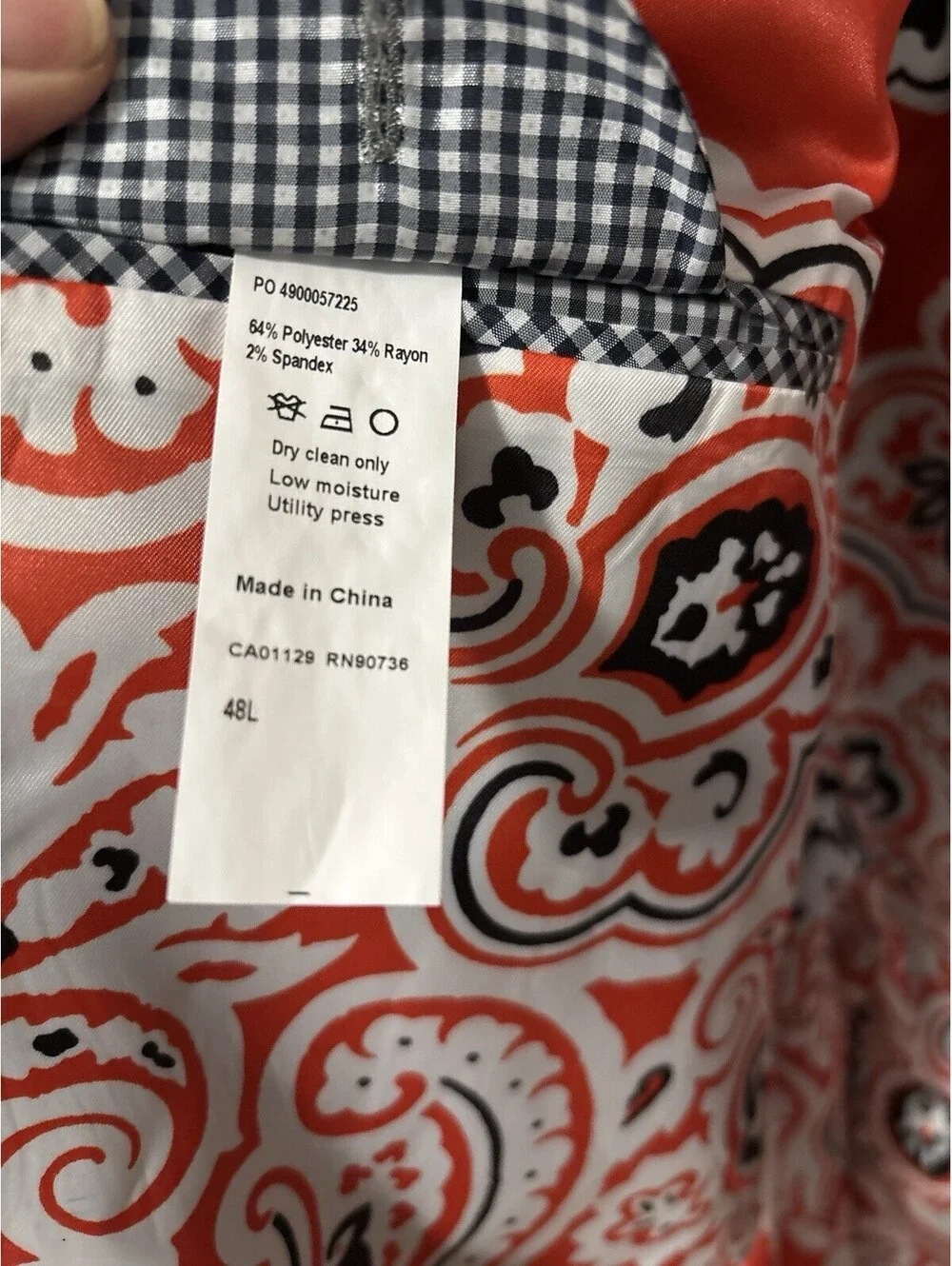 Tallia Men’s Sports Coat Blazer Navy Blue White Piping Vibrant red Paisley 48L